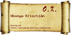Obonya Krisztián névjegykártya